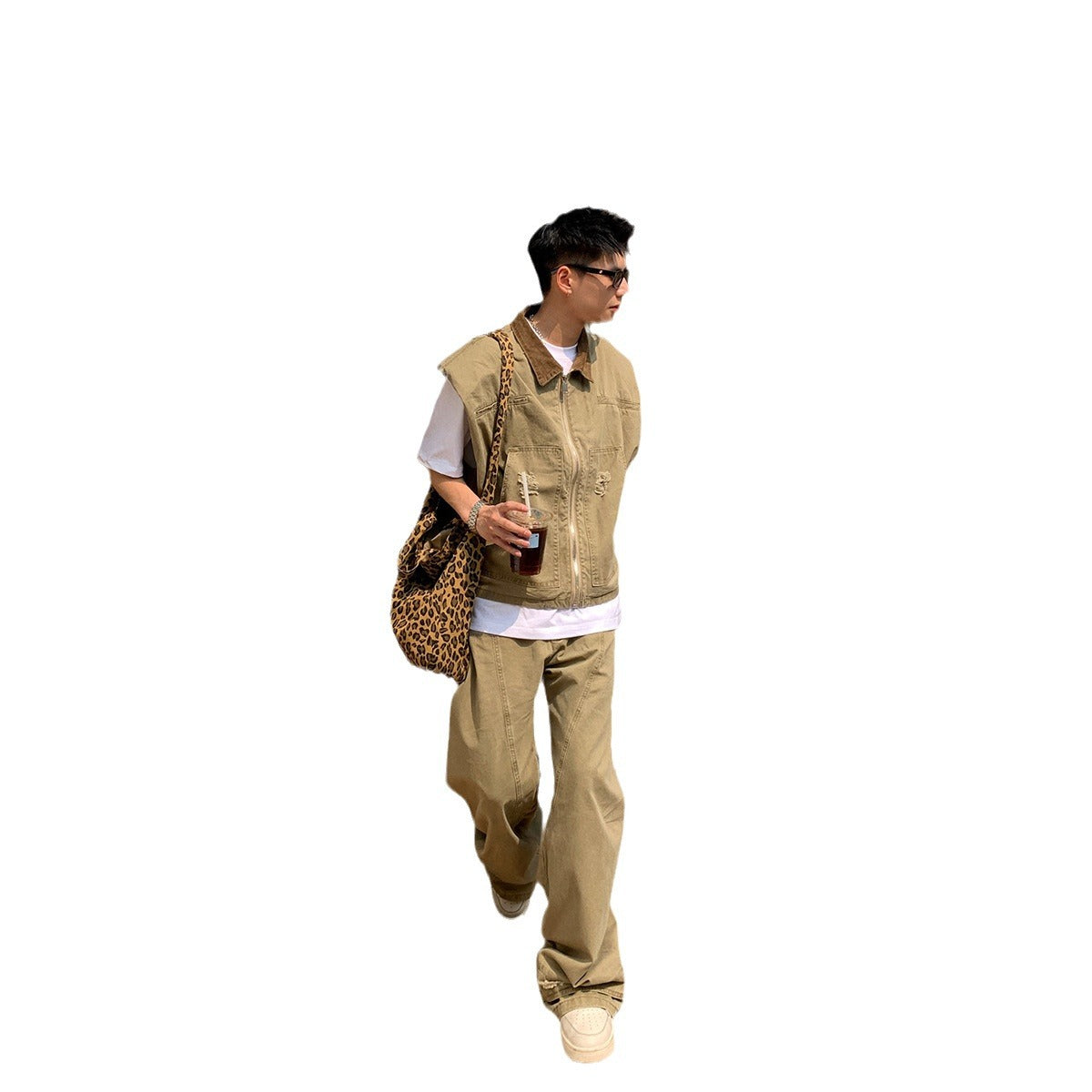 Retro denim jacket men's suit