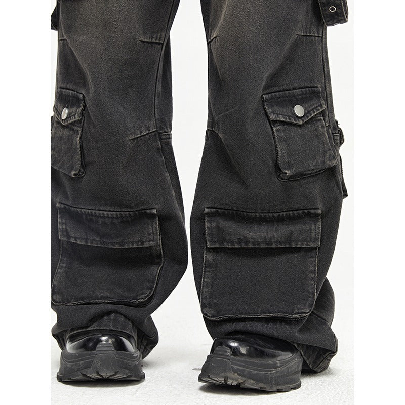 Men's Wide-Leg Multi-Pocket Jeans