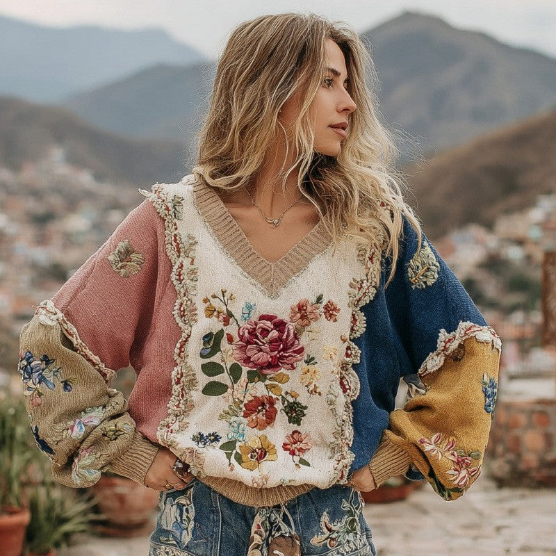 V-Neck Drop Shoulder Sweater