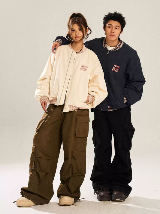 Jacquard Baseball Stitch Loose Jacket