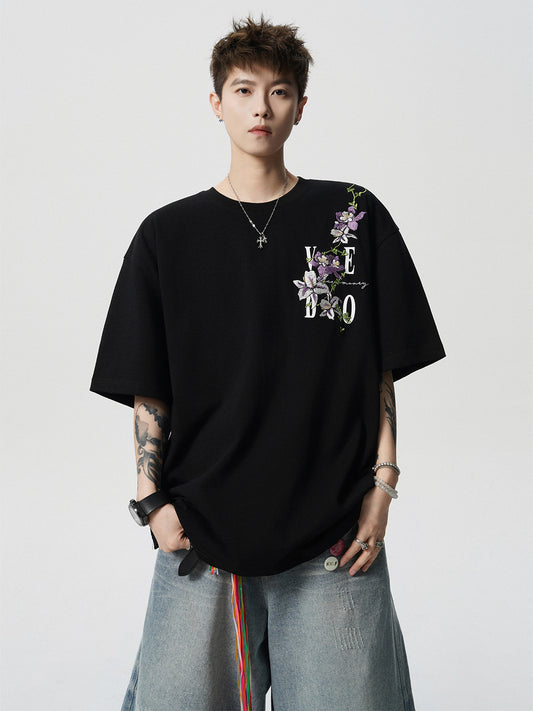 Floral Embroidered Cotton Men's T-Shirt