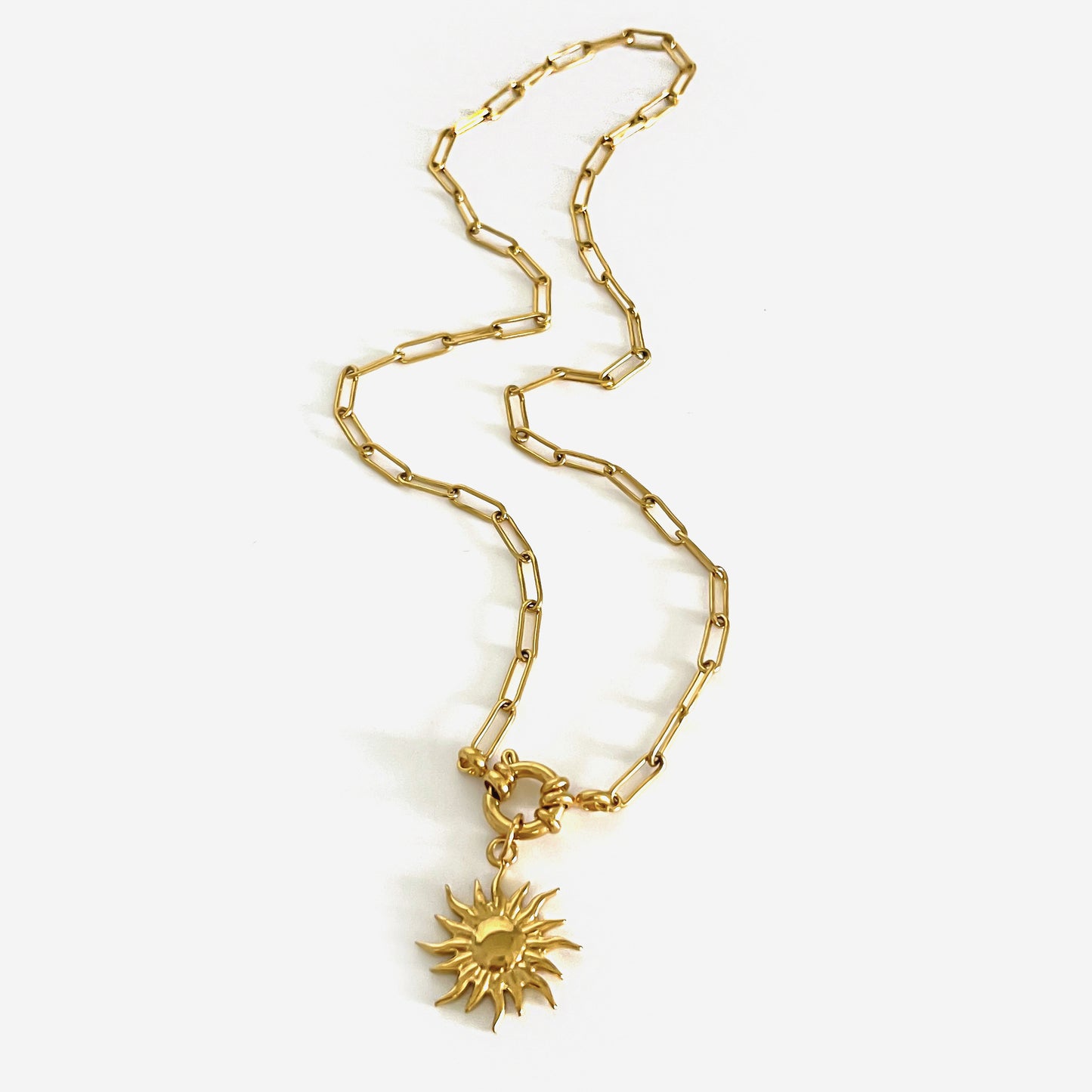 Vintage Titanium Steel Sunflower Conch Necklace