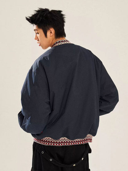 Jacquard Baseball Stitch Loose Jacket