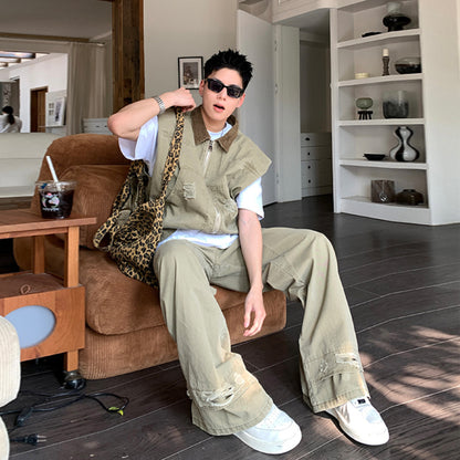 Retro denim jacket men's suit