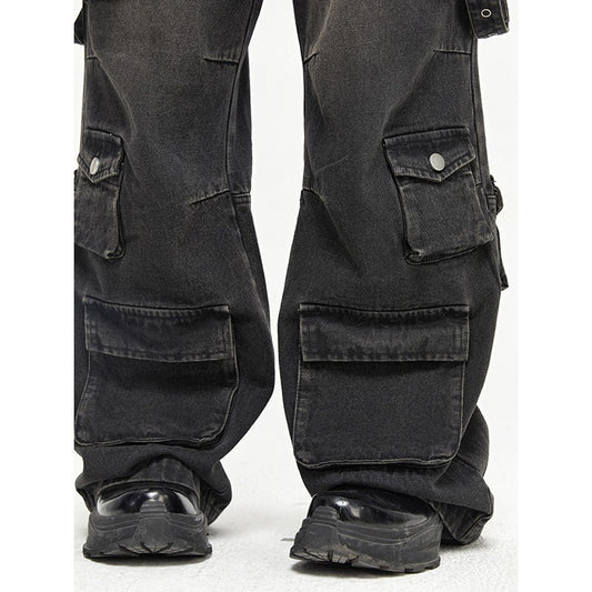 Men's Wide-Leg Multi-Pocket Jeans