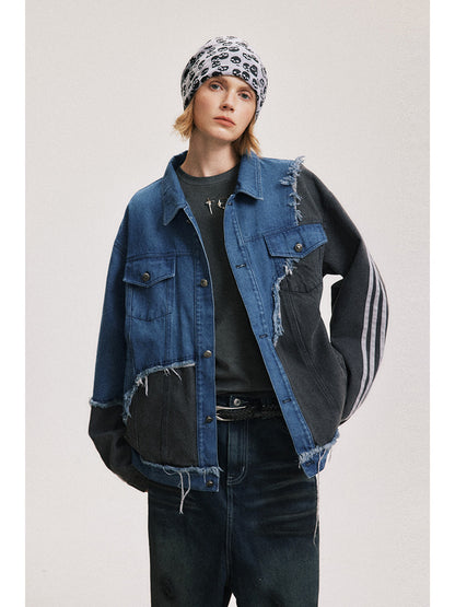 Patchwork workwear denim jacket