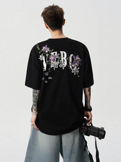 Floral Embroidered Cotton Men's T-Shirt