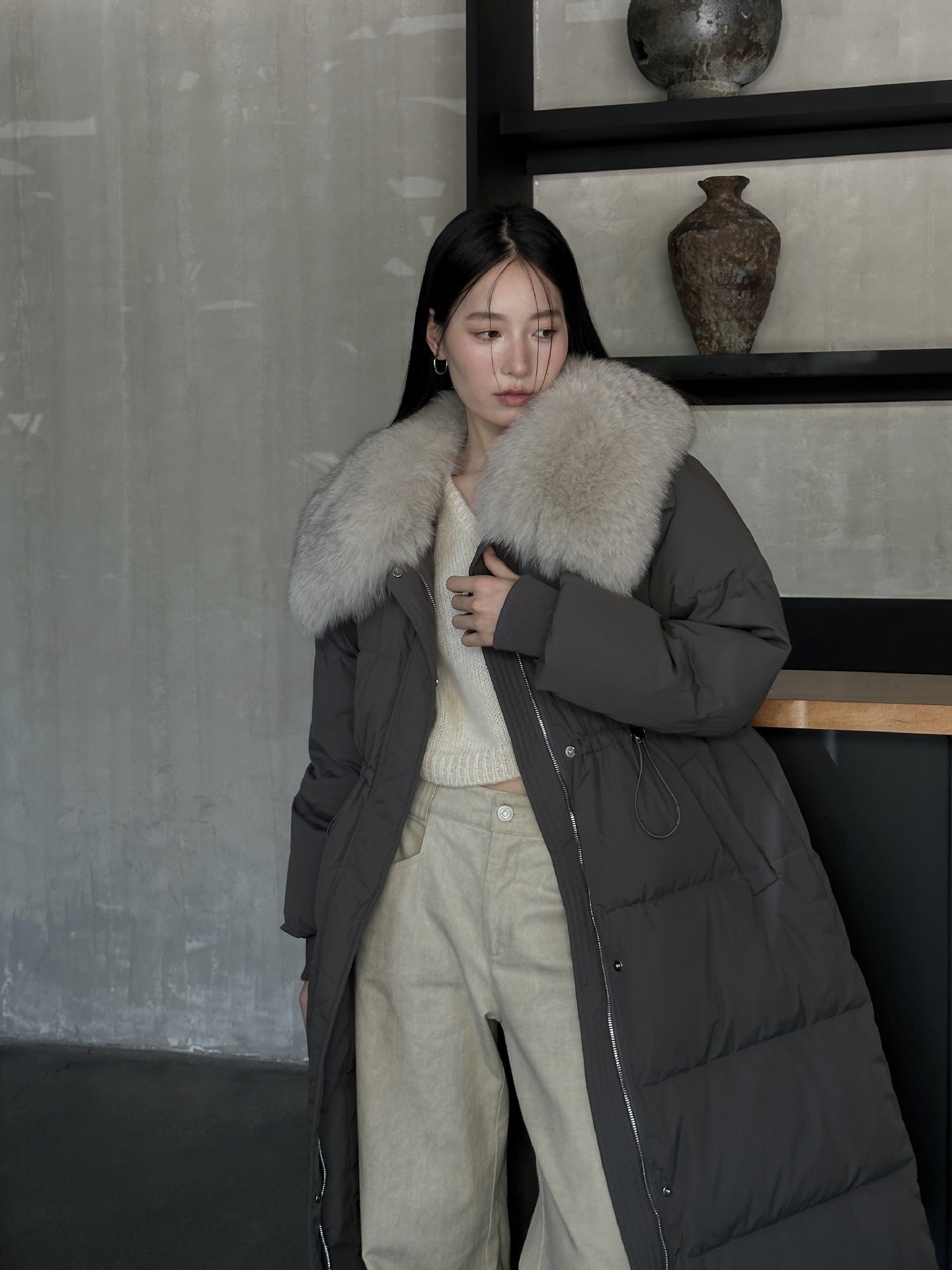 Women's Winter Fox Fur Collar Down Jacket