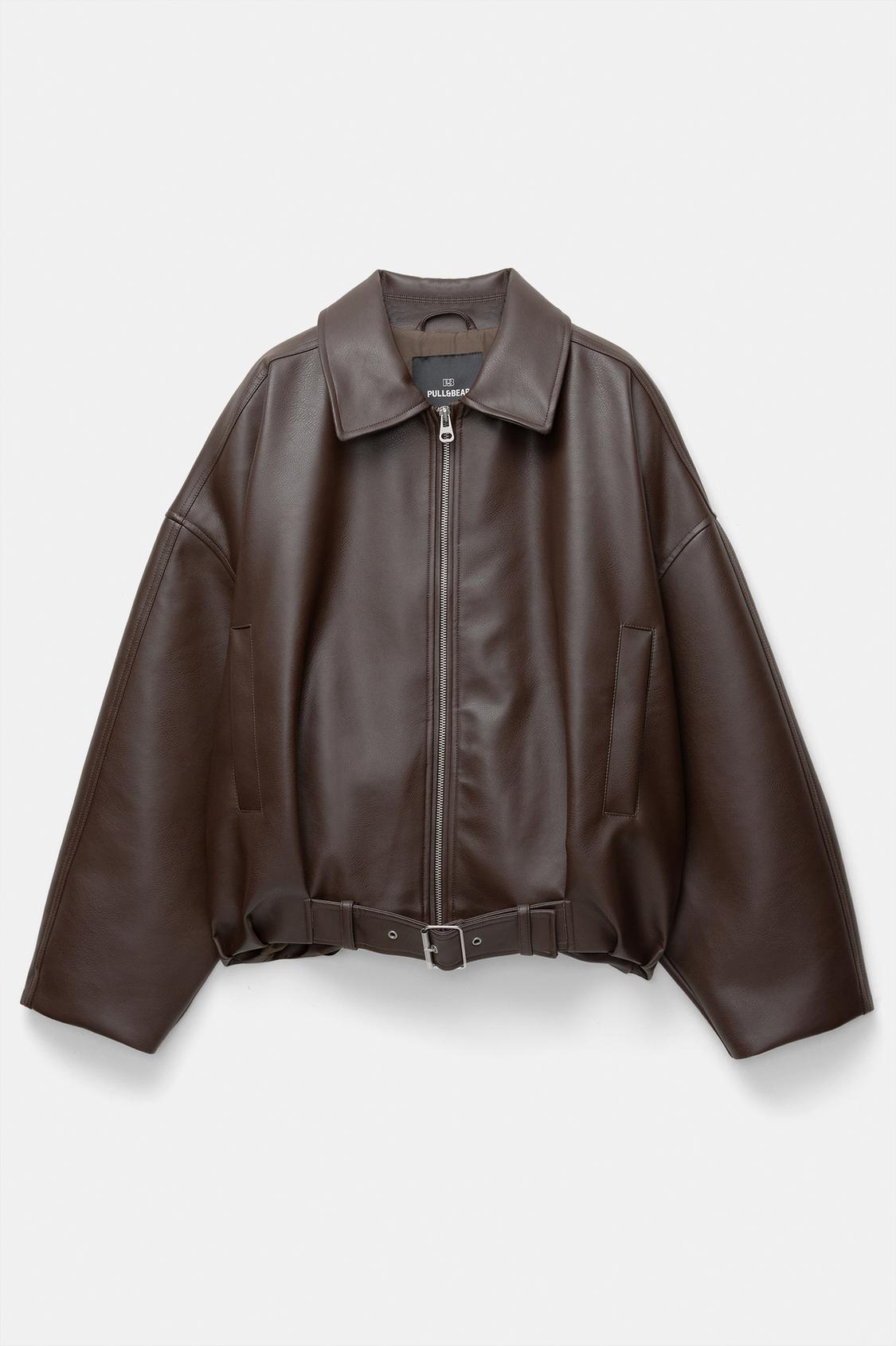 Faux Leather Bomber Jacket