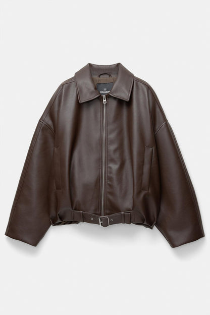 Faux Leather Bomber Jacket