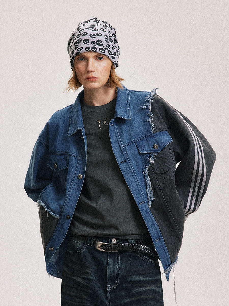 Patchwork workwear denim jacket