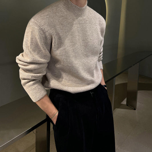 Half-turtleneck Knitted Sweater Winter Casual Pullover
