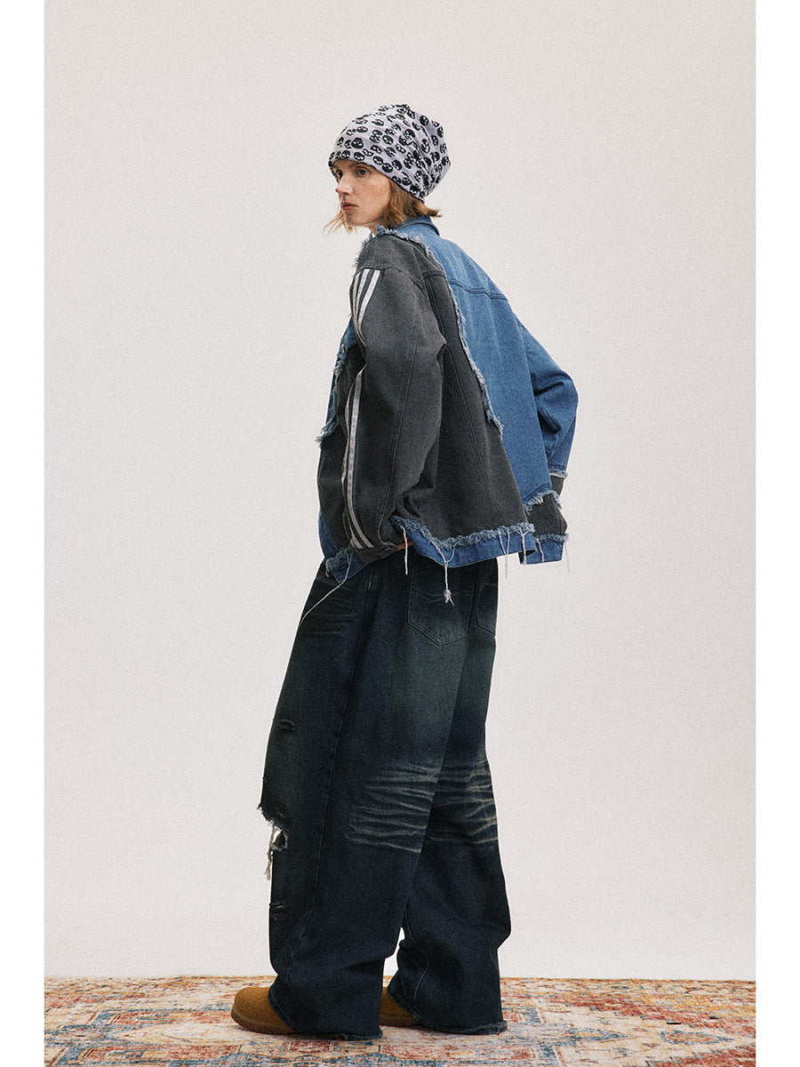 Patchwork workwear denim jacket