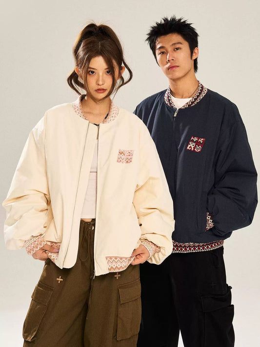 Jacquard Baseball Stitch Loose Jacket