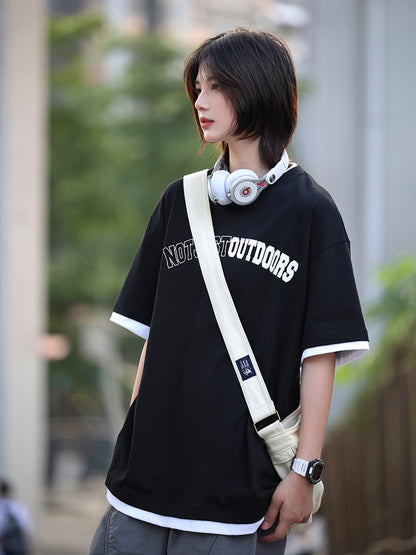 Wine red simple short-sleeved T-shirt