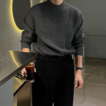 Half-turtleneck Knitted Sweater Winter Casual Pullover