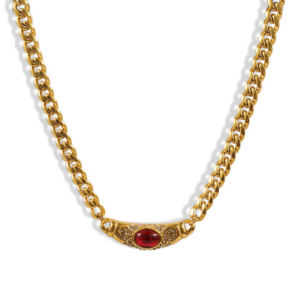 Fashion Stainless Steel Zircon Necklace with Gold Plating