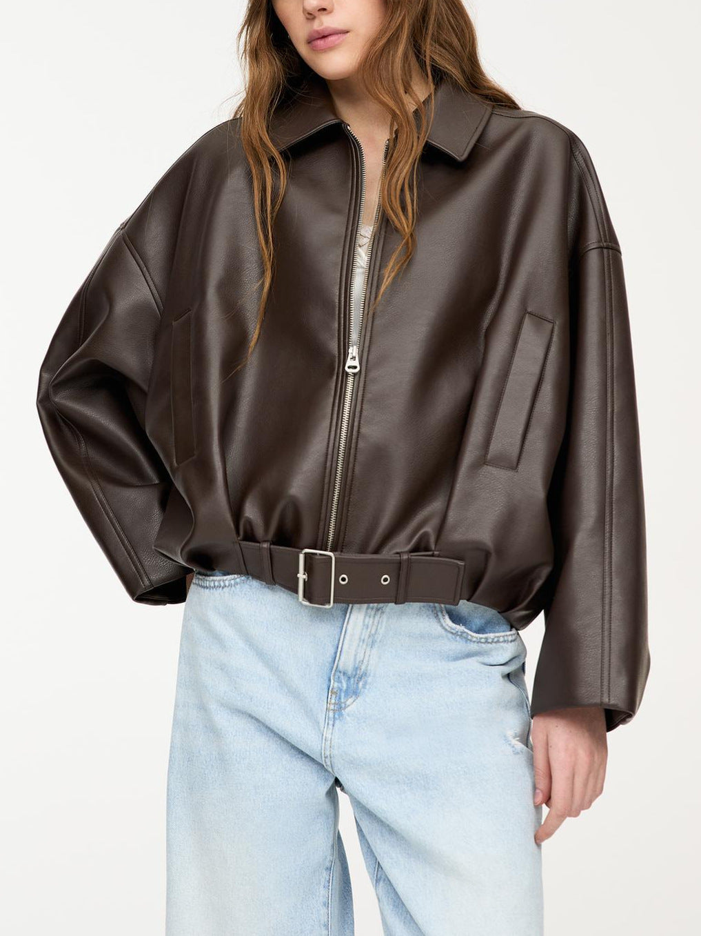 Faux Leather Bomber Jacket