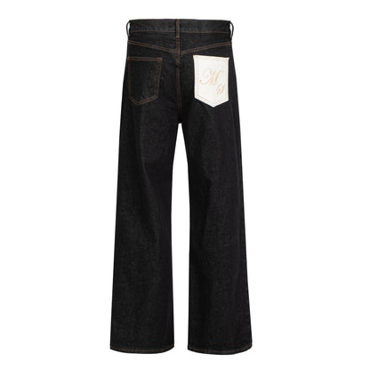 Retro Washed Cotton Jeans Baggy Trousers