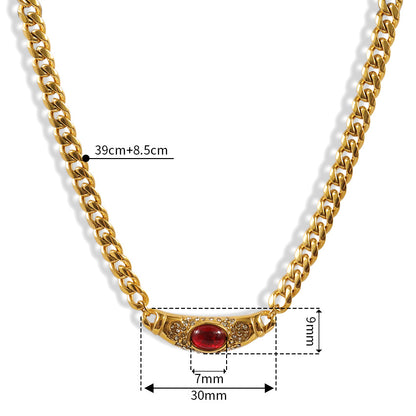 Fashion Stainless Steel Zircon Necklace with Gold Plating