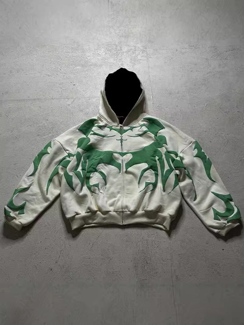 Y2K Gothic Printed Zipper Hooded Sweatshirt