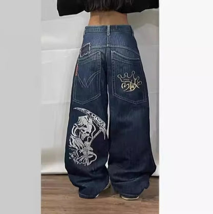 Y2k Gradient Loose Straight Denim Jeans for Men and Women
