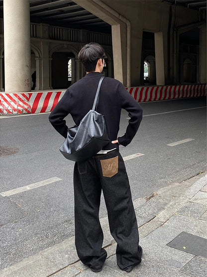 Retro Washed Cotton Jeans Baggy Trousers