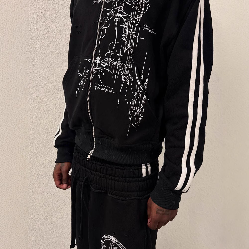 Gothic Y2K Zipper Sweatshirt Streetwear Pullover