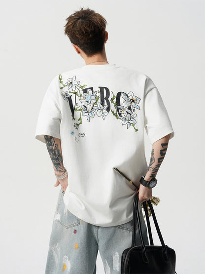 Floral Embroidered Cotton Men's T-Shirt