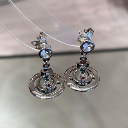 Stereo Planet Alloy Necklace with Rhinestone