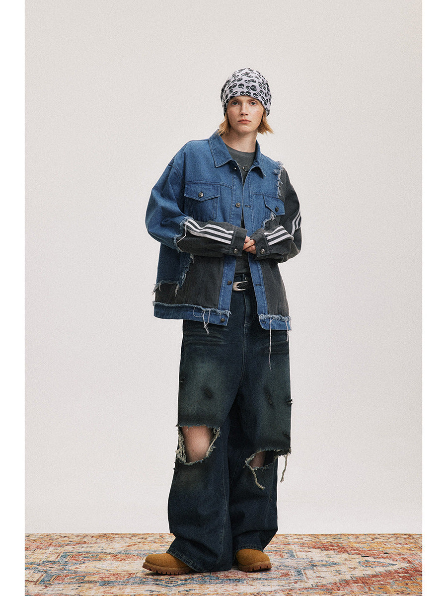Patchwork workwear denim jacket