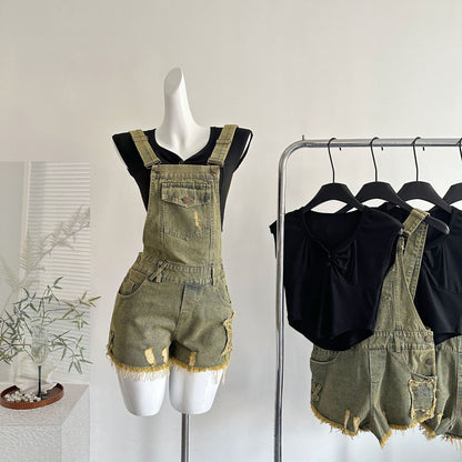 Jeans drawstring shorts