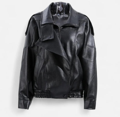 Faux Leather Bomber Jacket