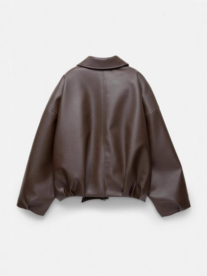 Faux Leather Bomber Jacket