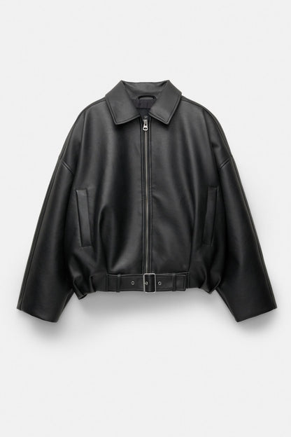 Faux Leather Bomber Jacket