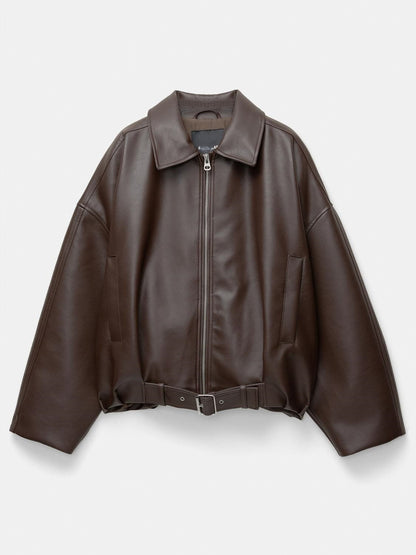 Faux Leather Bomber Jacket