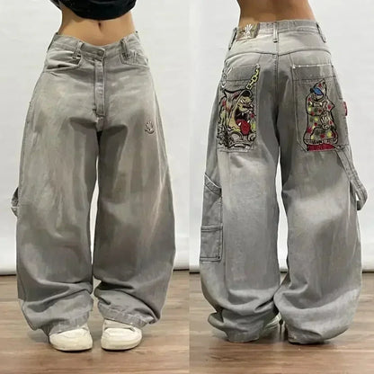 Y2k Gradient Loose Straight Denim Jeans for Men and Women