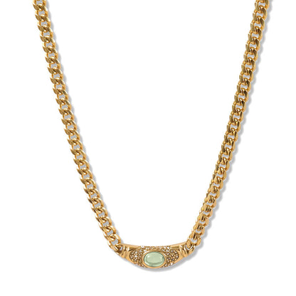 Fashion Stainless Steel Zircon Necklace with Gold Plating