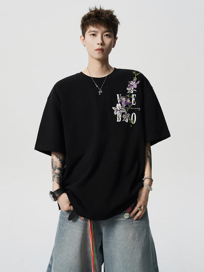 Floral Embroidered Cotton Men's T-Shirt