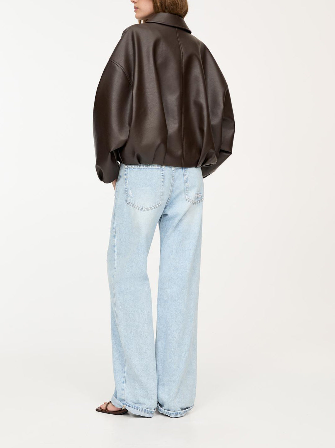 Faux Leather Bomber Jacket