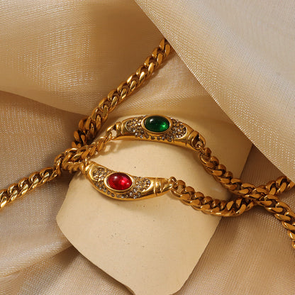 Fashion Stainless Steel Zircon Necklace with Gold Plating