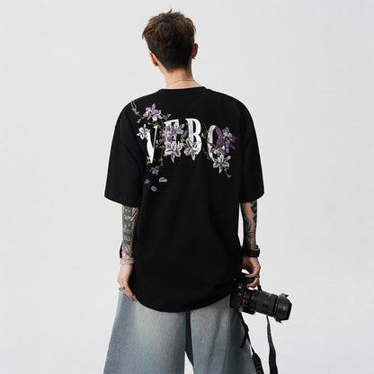 Floral Embroidered Cotton Men's T-Shirt