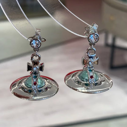 Stereo Planet Alloy Necklace with Rhinestone