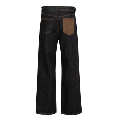 Retro Washed Cotton Jeans Baggy Trousers