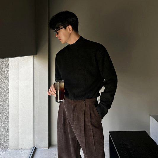Half-turtleneck Knitted Sweater Winter Casual Pullover