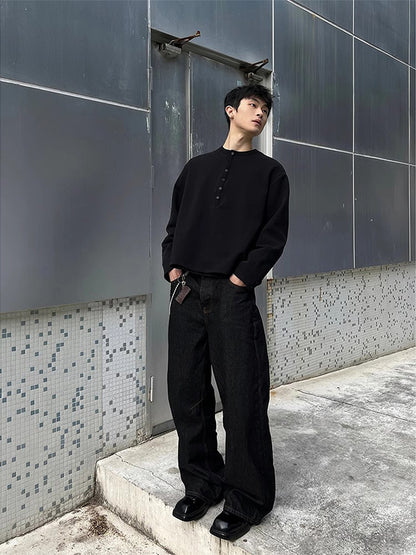 Retro Washed Cotton Jeans Baggy Trousers