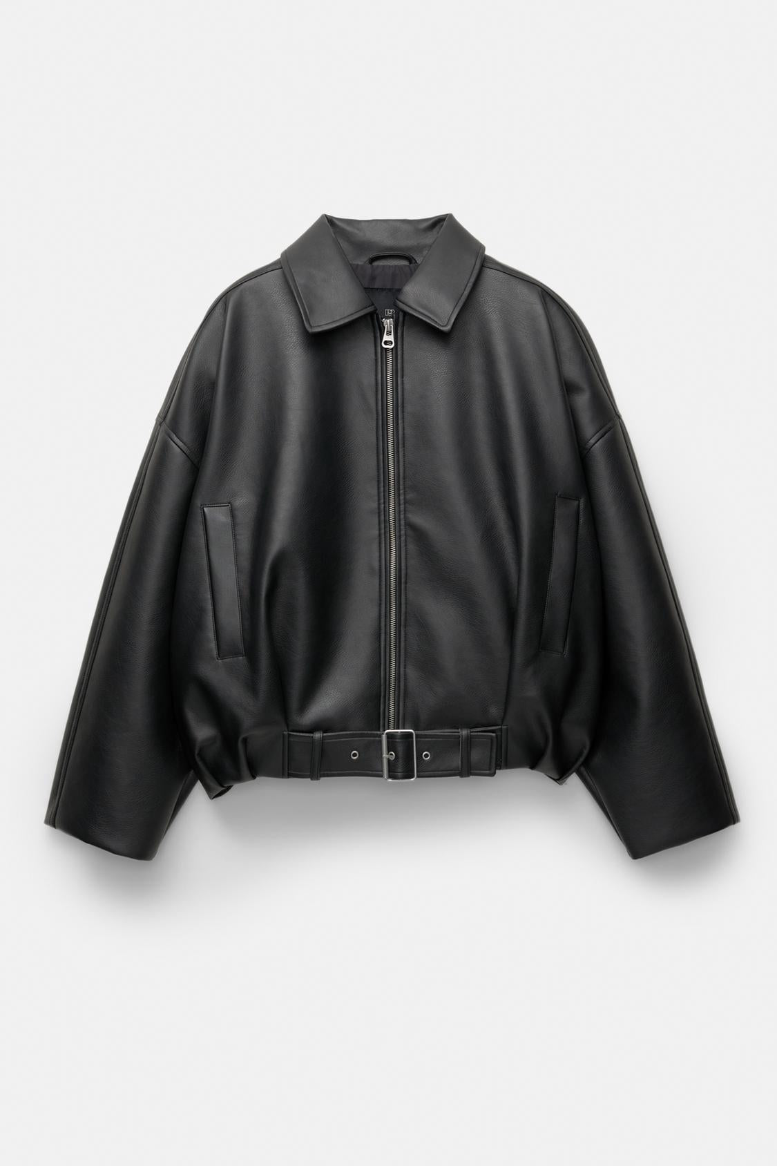 Faux Leather Bomber Jacket