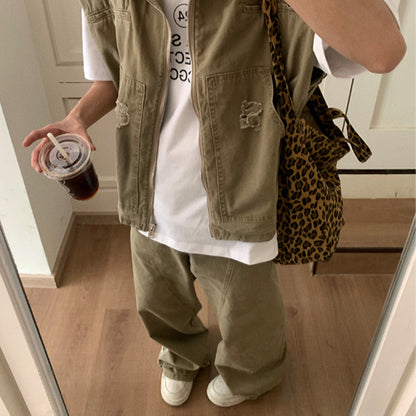 Retro denim jacket men's suit