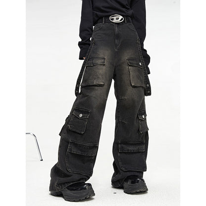 Men's Wide-Leg Multi-Pocket Jeans